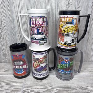 Lot of 5 Street Rod Nationals Plastic Mugs NSRA 1994-1996 & 1998-1999 Vintage